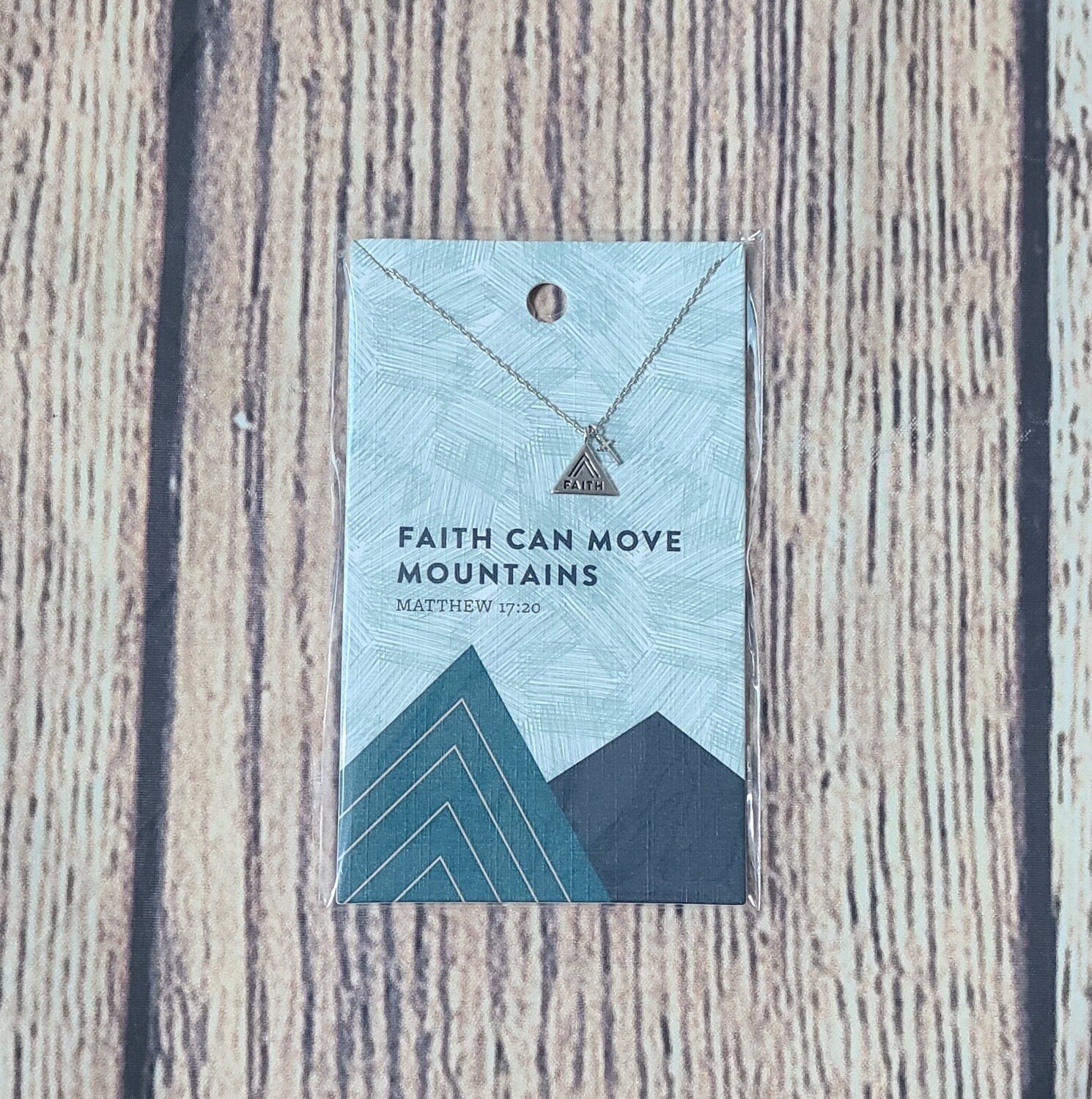 Grace and Truth Faith Moves Mountains Triangle and Cross Necklace
