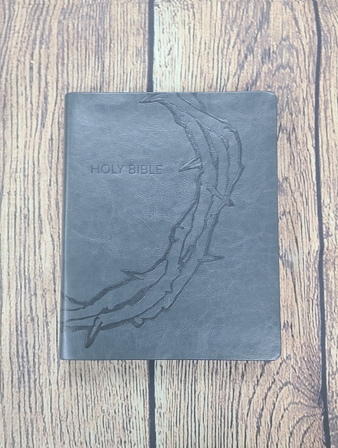KJV Sword Study Bible - Giant Print - Thumb-Indexed - Designer Charcoal Crown of Thorns Imitation Leather