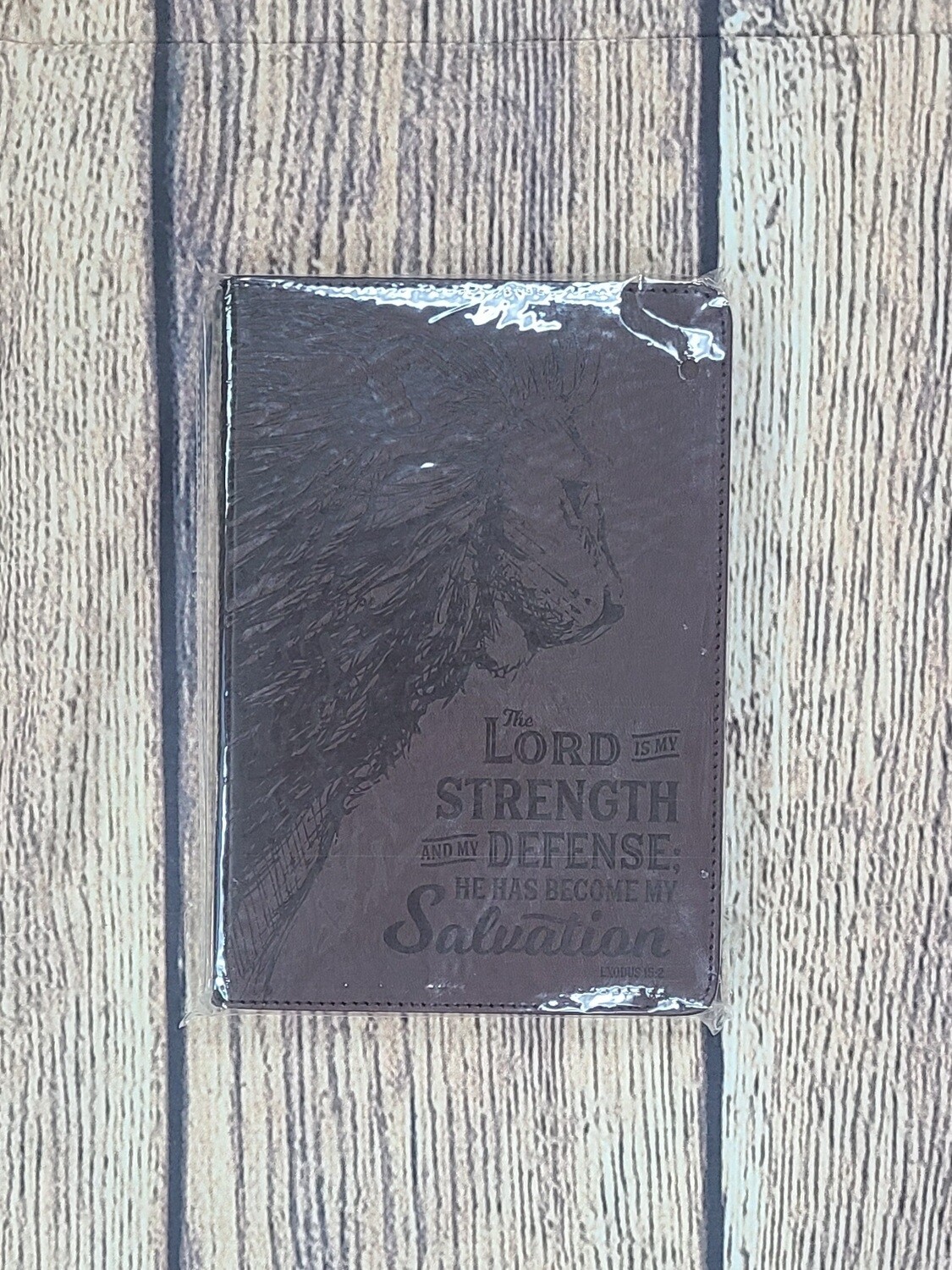 The Lord is my Strength and my Defense Lion Brown Leather Journal