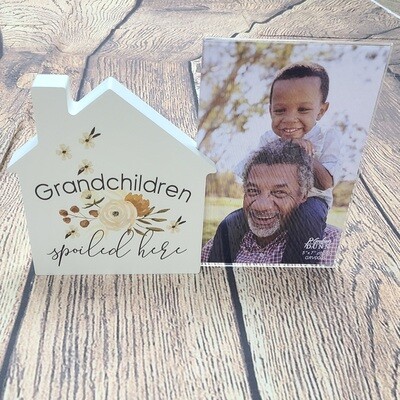 Grandchildren Spoiled Here Wooden House Photo Holder
