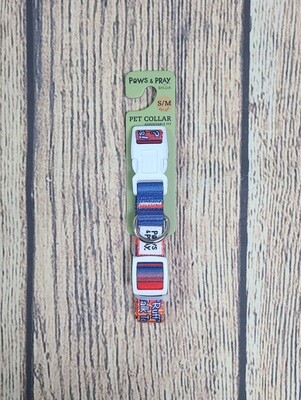 Paws and Pray Ruff Day Orange/Blue Colored Small/Medium Pet Collar