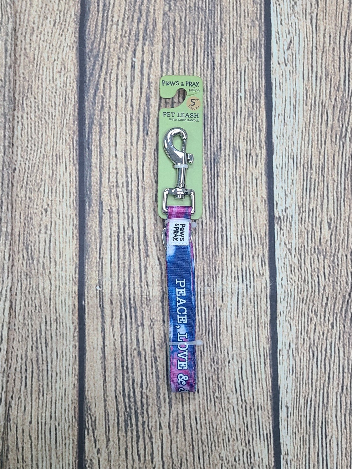 Paws and Pray Peace, Love, and Jesus Pink, Blue, and White Pet Leash