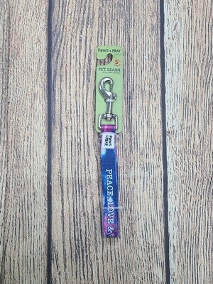 Paws and Pray Peace, Love, and Jesus Pink, Blue, and White Pet Leash