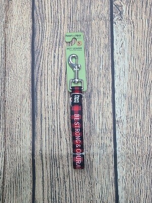 Paws and Pray Be Strong and Courageous Red Plaid Pet Leash