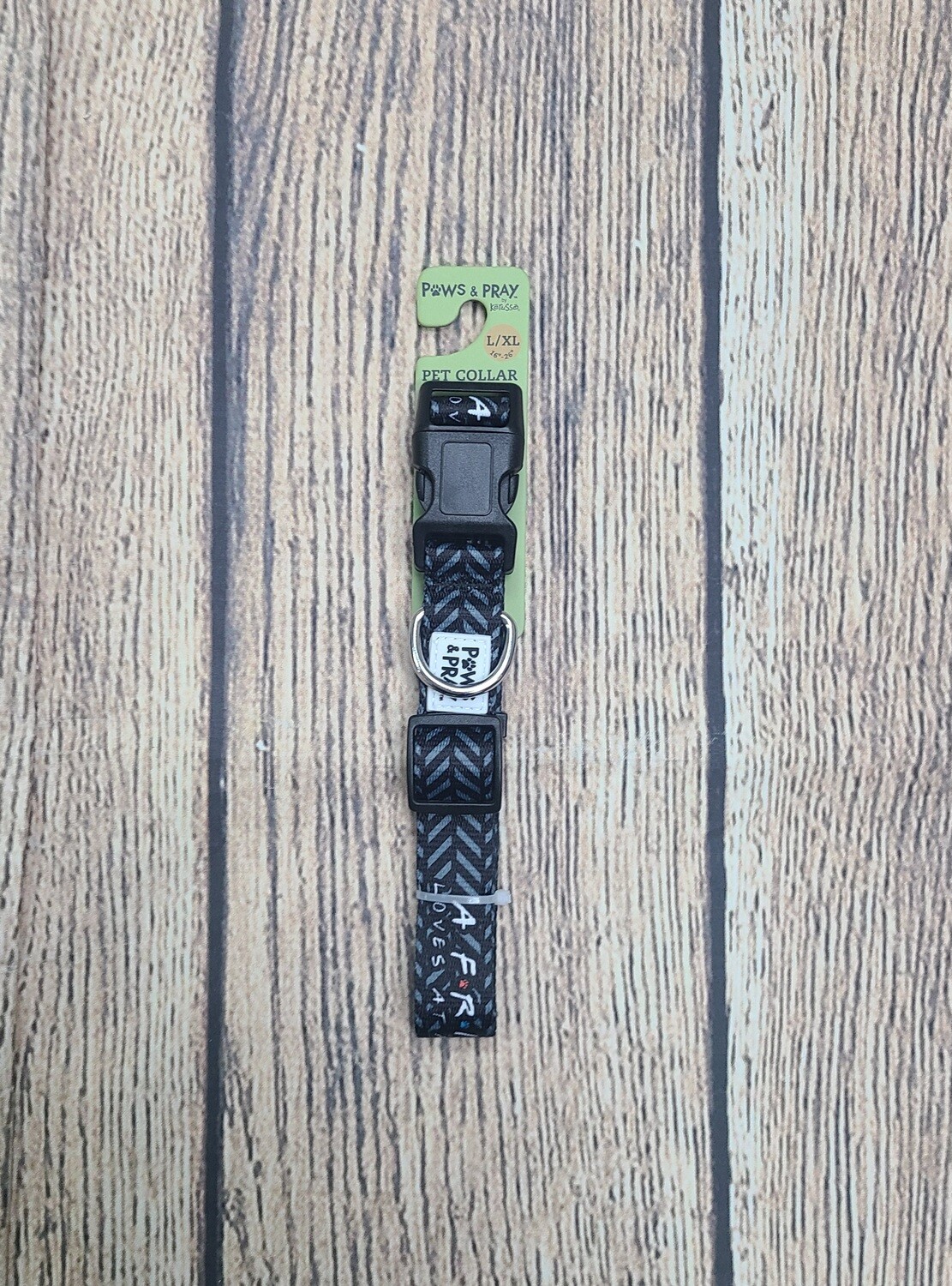 Paws and Pray Friend Black Colored Large/X-Large Pet Collar