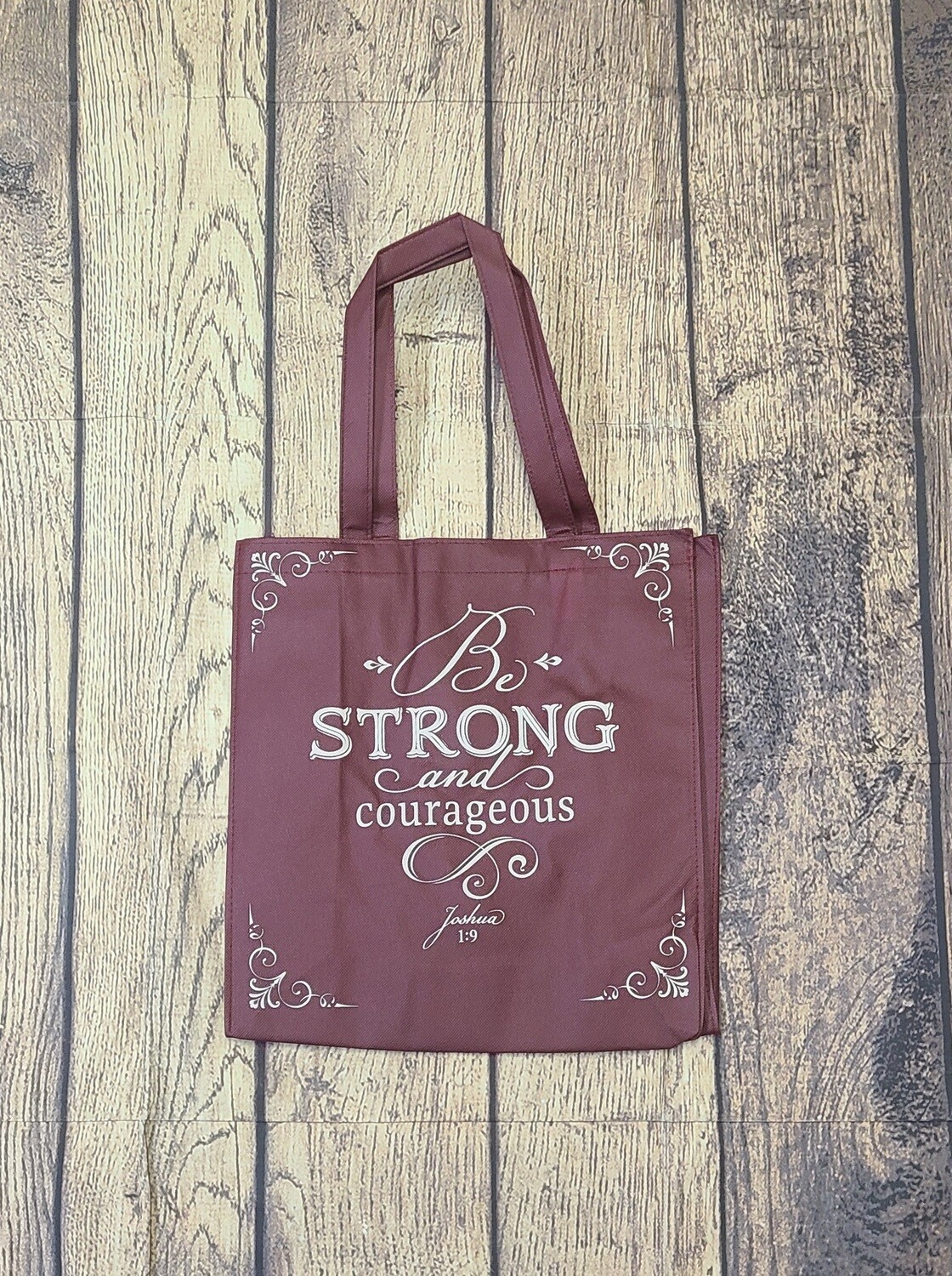 Be Strong and Courageous Topaz Pink Tote Bag