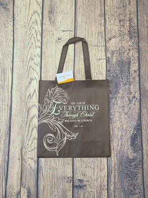 For I Can Do Everything Through Christ Who Gives me Strength Brown Tote Bag