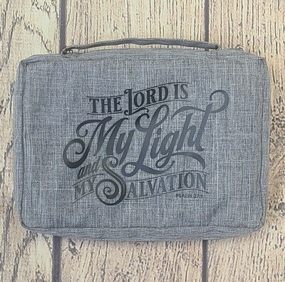 The Lord is My Light and My Salvation Gray Polyester Large Bible Cover