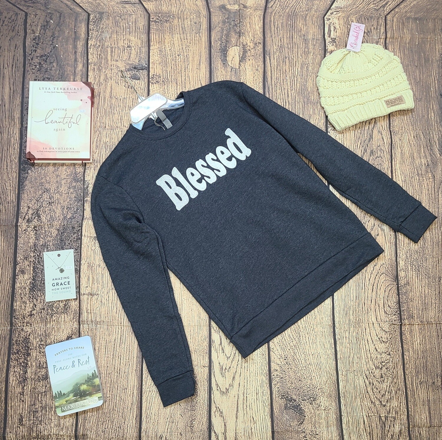 Blessed Long-Sleeve Navy Sweatshirt
