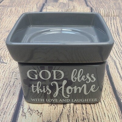 God Bless This Home with Love Gray Colored Wax Melt Warmer