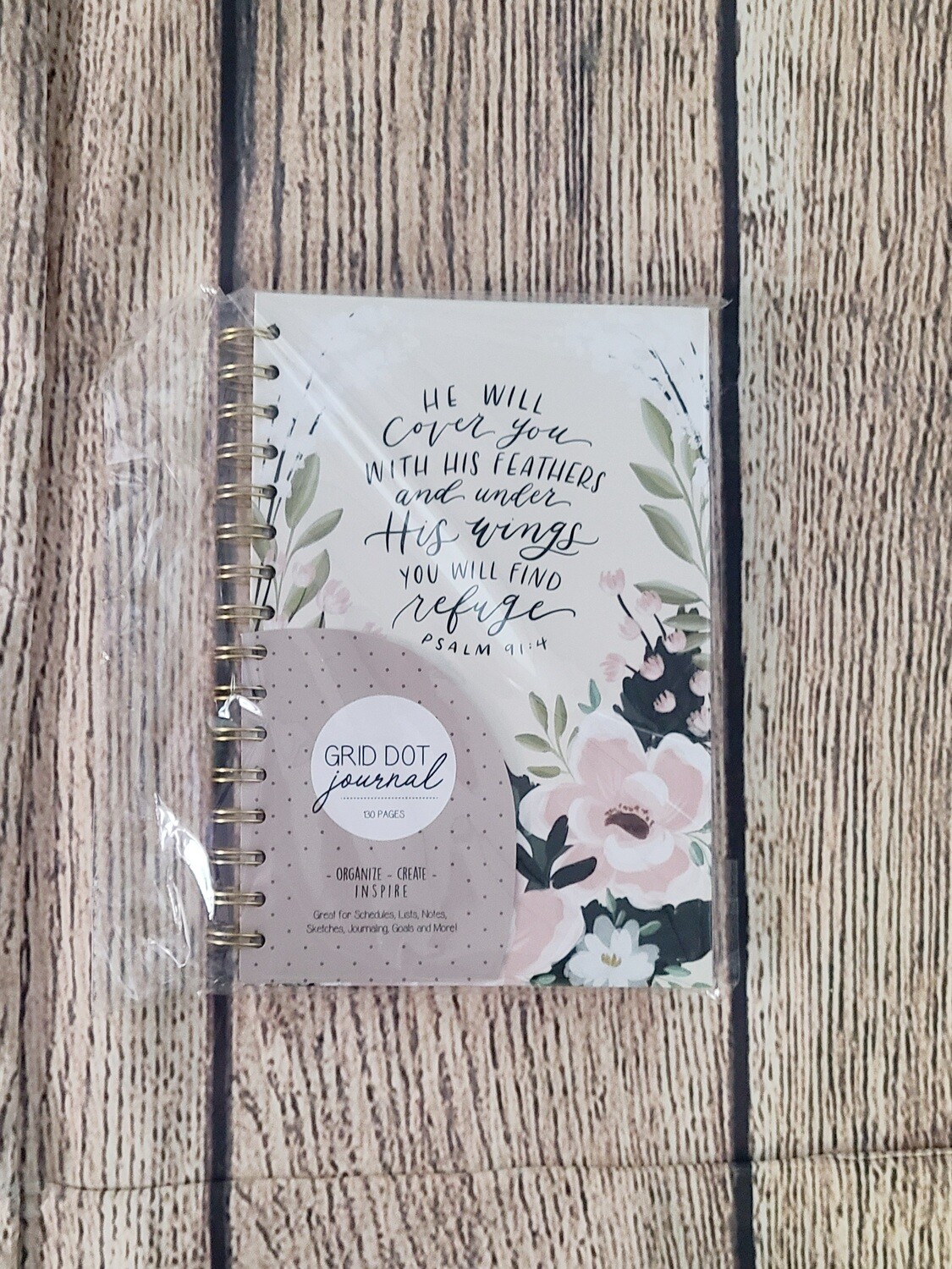 He Will Cover You with His Feathers Psalms Grid Dot Wirebound Journal