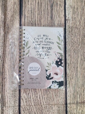 He Will Cover You with His Feathers Psalms Grid Dot Wirebound Journal