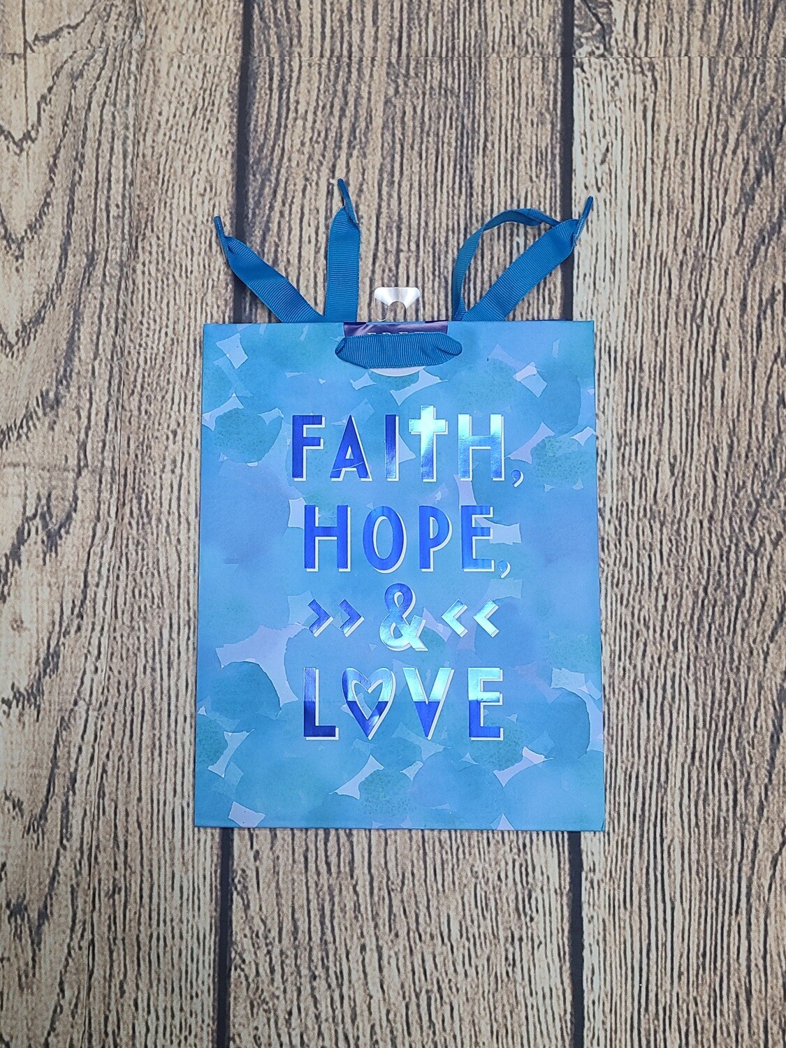 Faith, Hope and Love Medium Blue Gift Bag