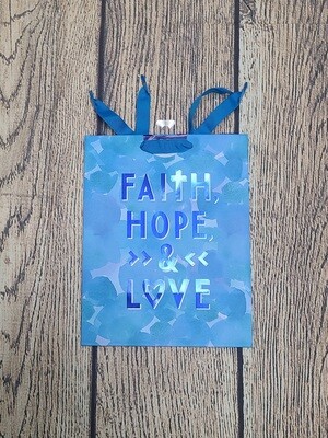 Faith, Hope and Love Medium Blue Gift Bag