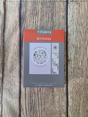 Dayspring Birthday Black and White Botanicals Boxed Cards