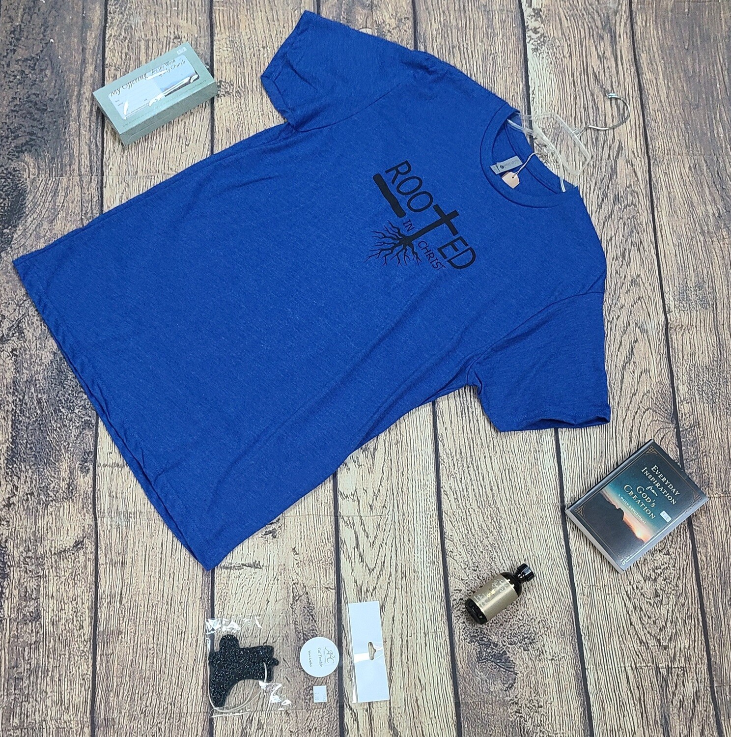 Rooted in Christ Blue Colored T-Shirt