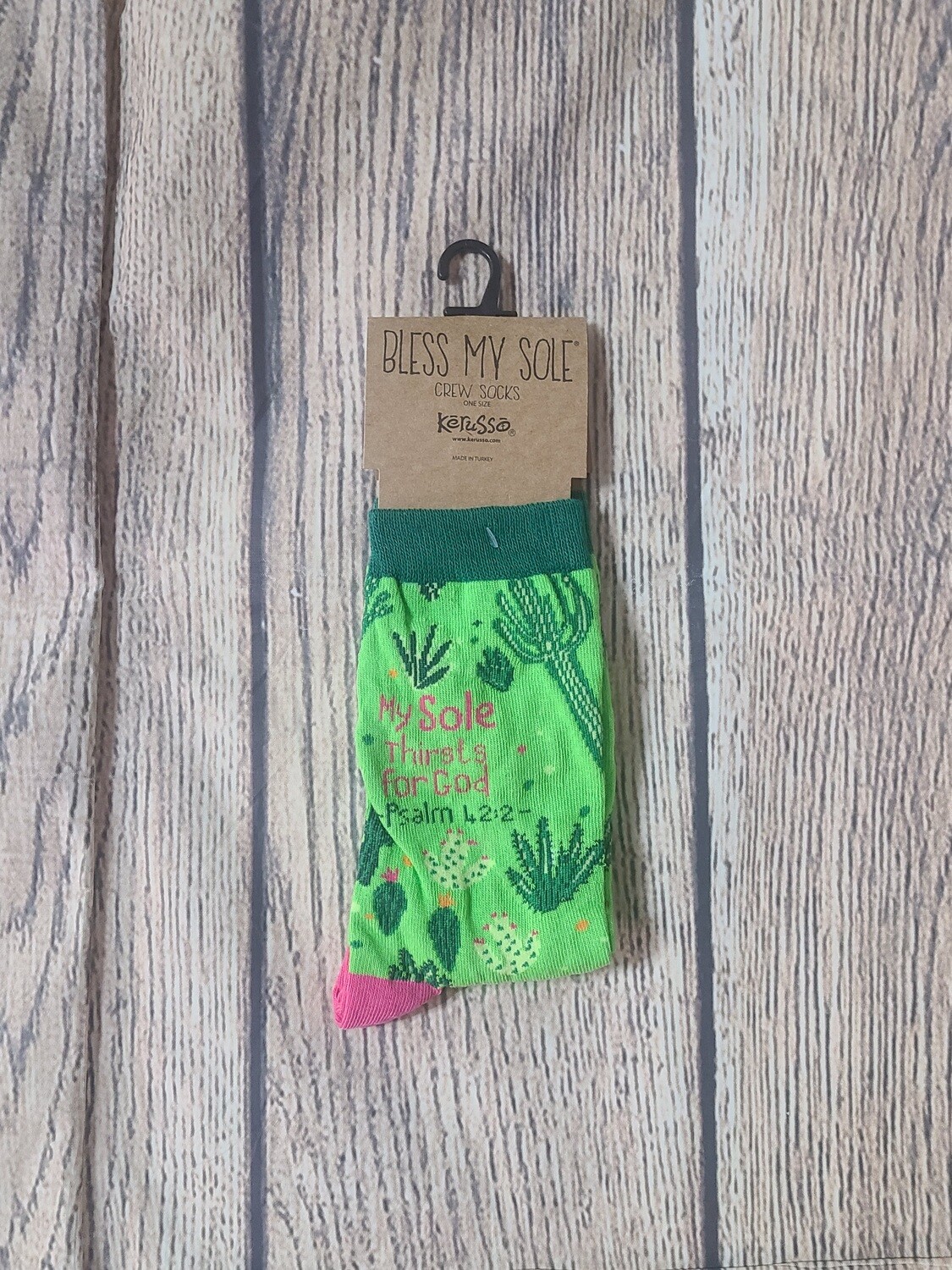My Sole Thirsts for God Cactus Bless My Sole Kerusso Socks