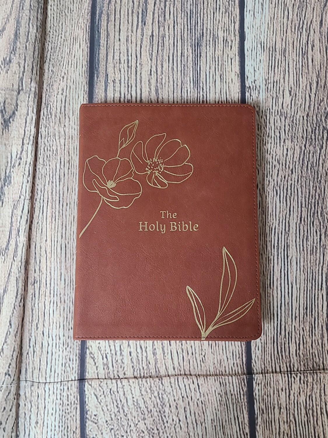 KJV Simplified Holy Bible Promise Book Edition - Chestnut Floral Soft-Leather Look