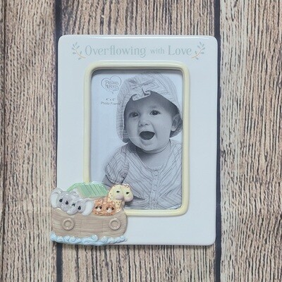 Overflowing with Love Precious Moments Noah's Ark Hand-Painted Ceramic Photo Frame