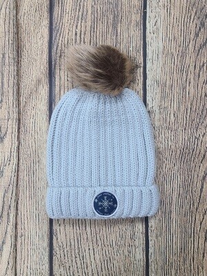 Grace and Truth Jesus Washed Me Whiter Than Snow Snowflake Silver Pom Pom Women&#39;s Beanie