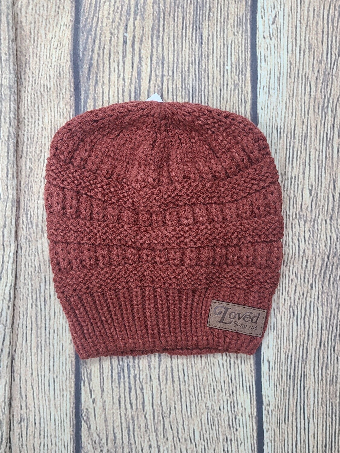 Grace and Truth Loved Women&#39;s Maroon Ponytail Beanie