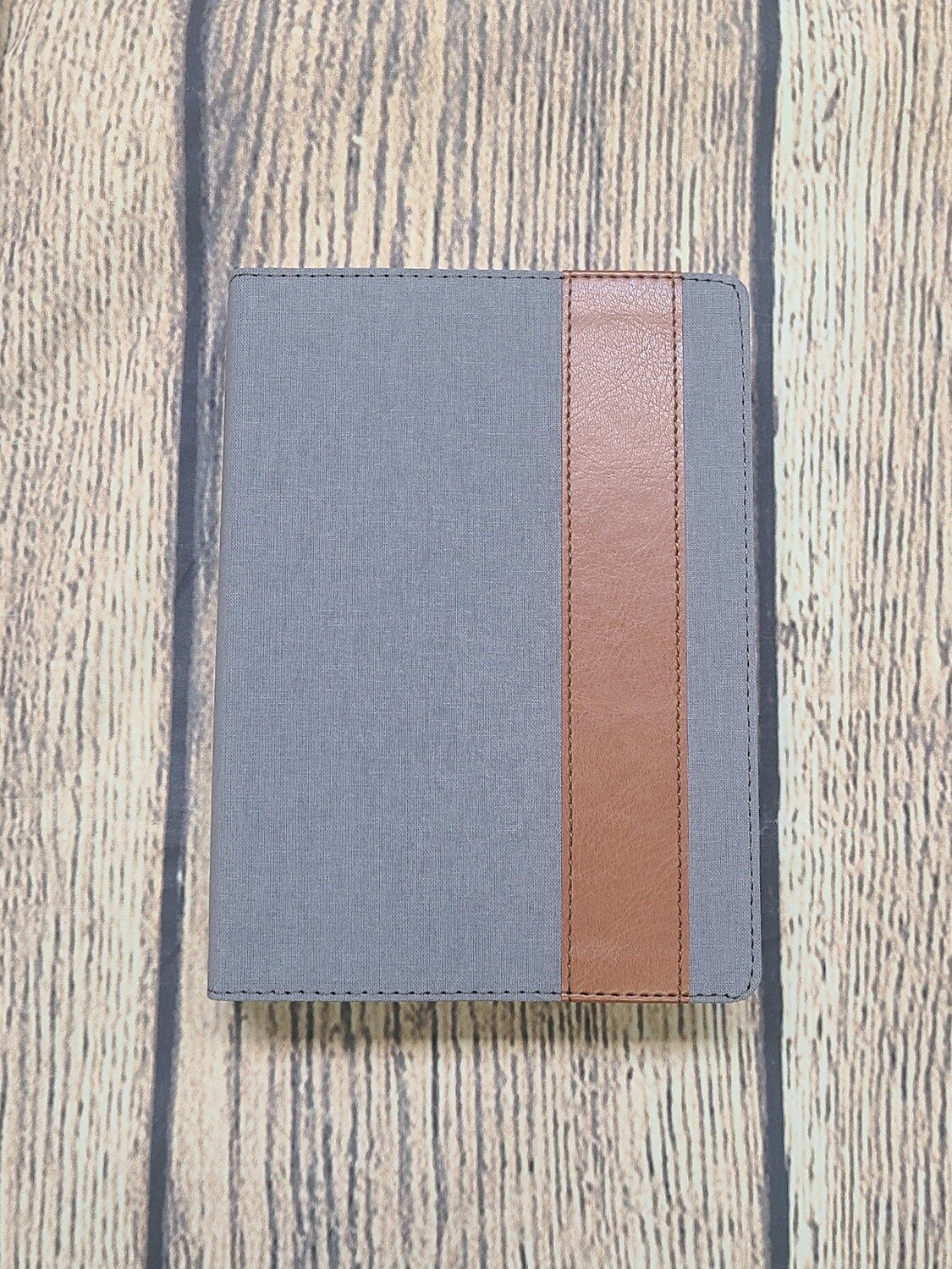 The Message Remix Bible - Gray Canvas Leather-look with Tan Stripe