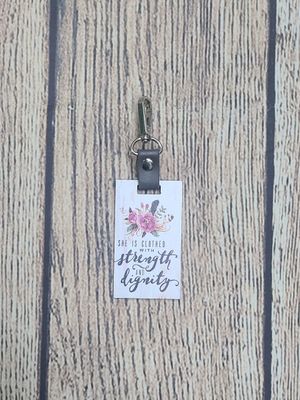 She is Clothed with Strength and Dignity Key Chain
