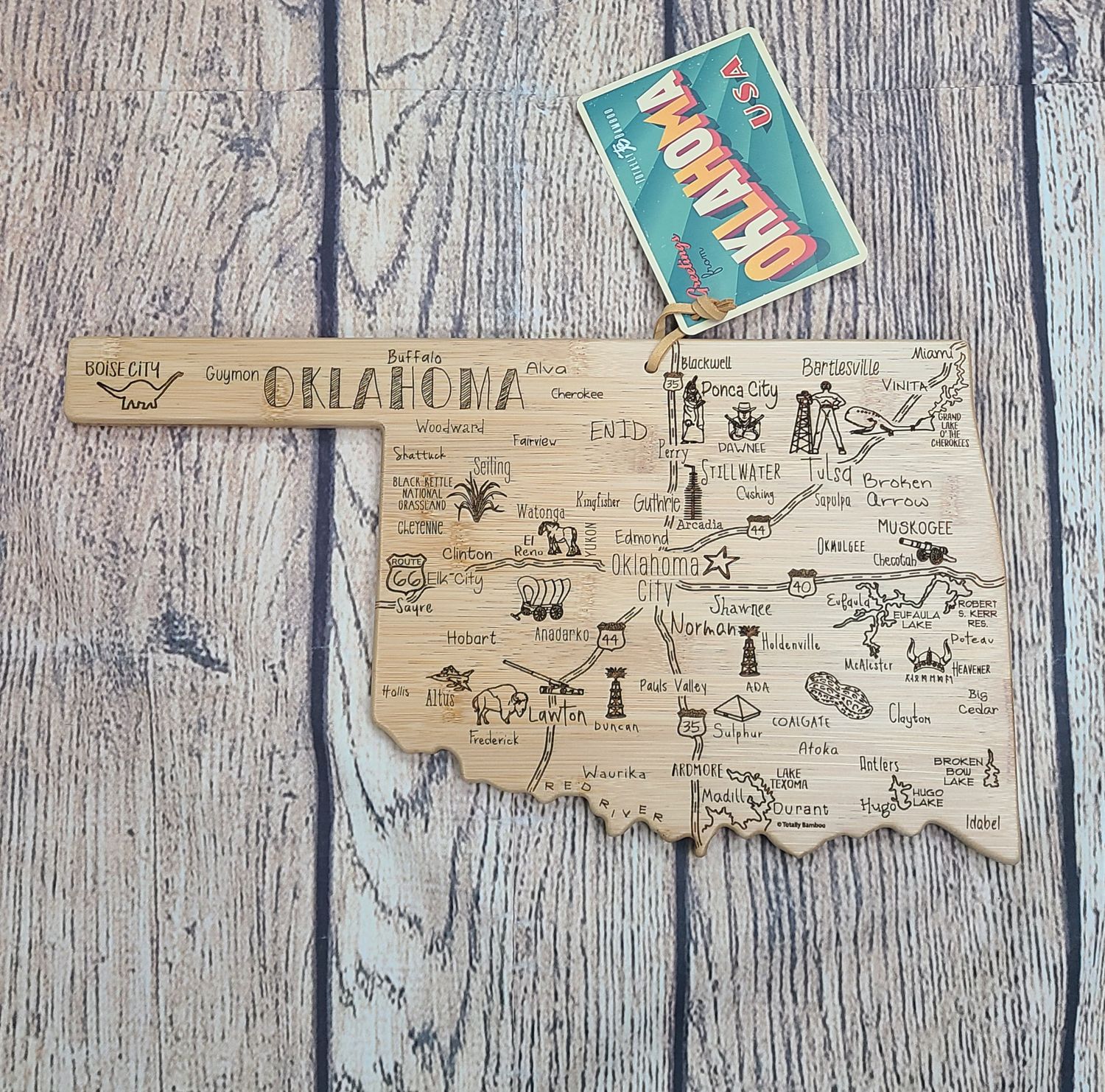Destination Oklahoma State Shaped Serving and Cutting Board