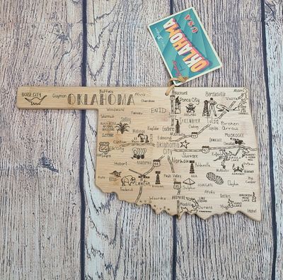 Destination Oklahoma State Shaped Serving and Cutting Board