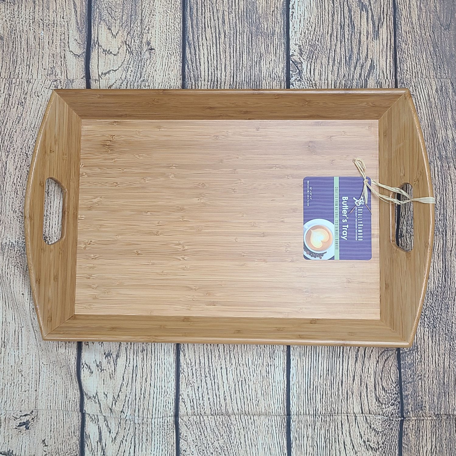 Bamboo Butler&#39;s Serving Tray with Handles