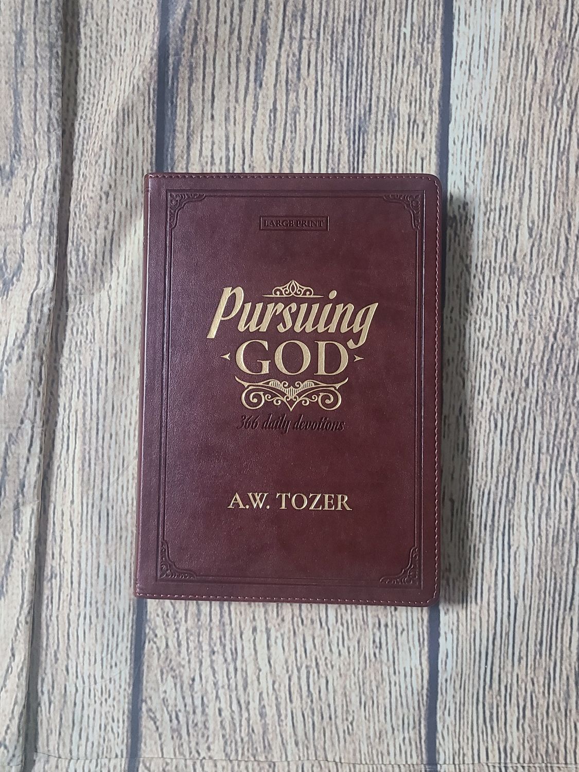Pursuing God: 366 Daily Devotions by A.W. Tozer - Saddle Tan Faux Leather Book - New