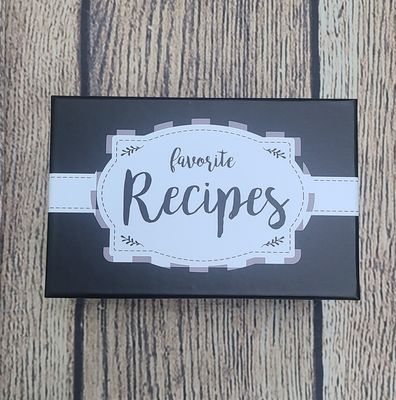 Recipe Box - Black &amp; White Checker Box W/40 Recipe Cards &amp; 12 Dividers (6&quot; X 4&quot;)