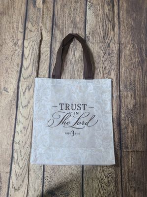 Trust in the Lord Brown and White Tote Bag