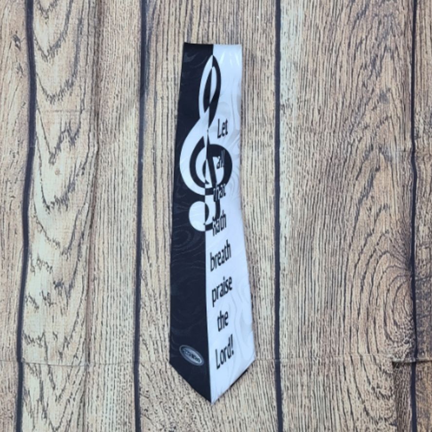Let All That Hath Breath Praise the Lord Gray Polyester Tie