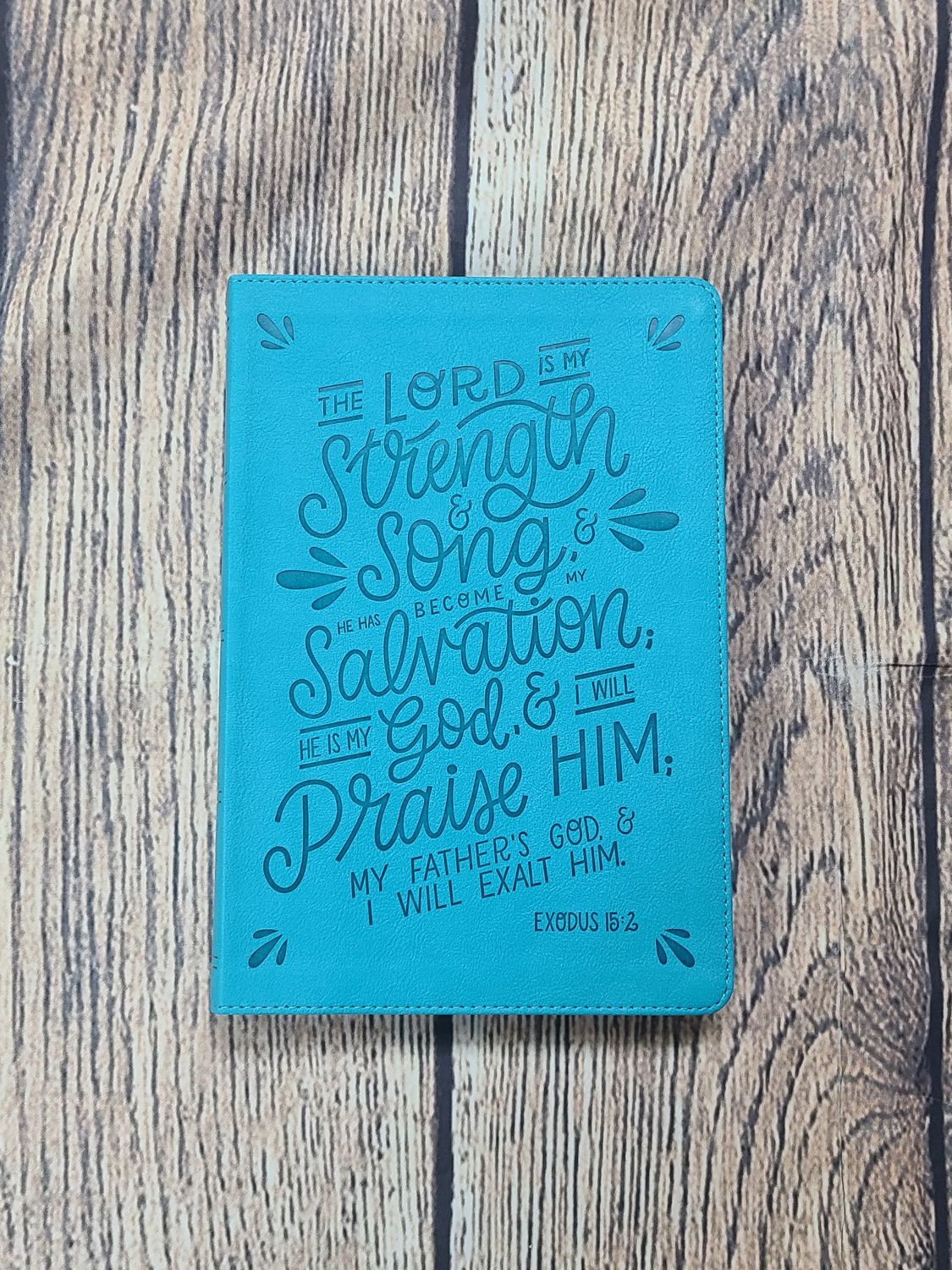 NKJV Verse Art Thinline Bible - Teal Leathersoft