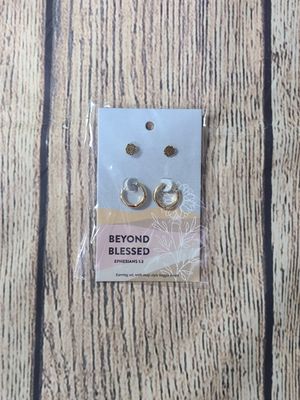 Grace and Truth Beyond Blessed Women&#39;s Gold Hoop Earrings Set