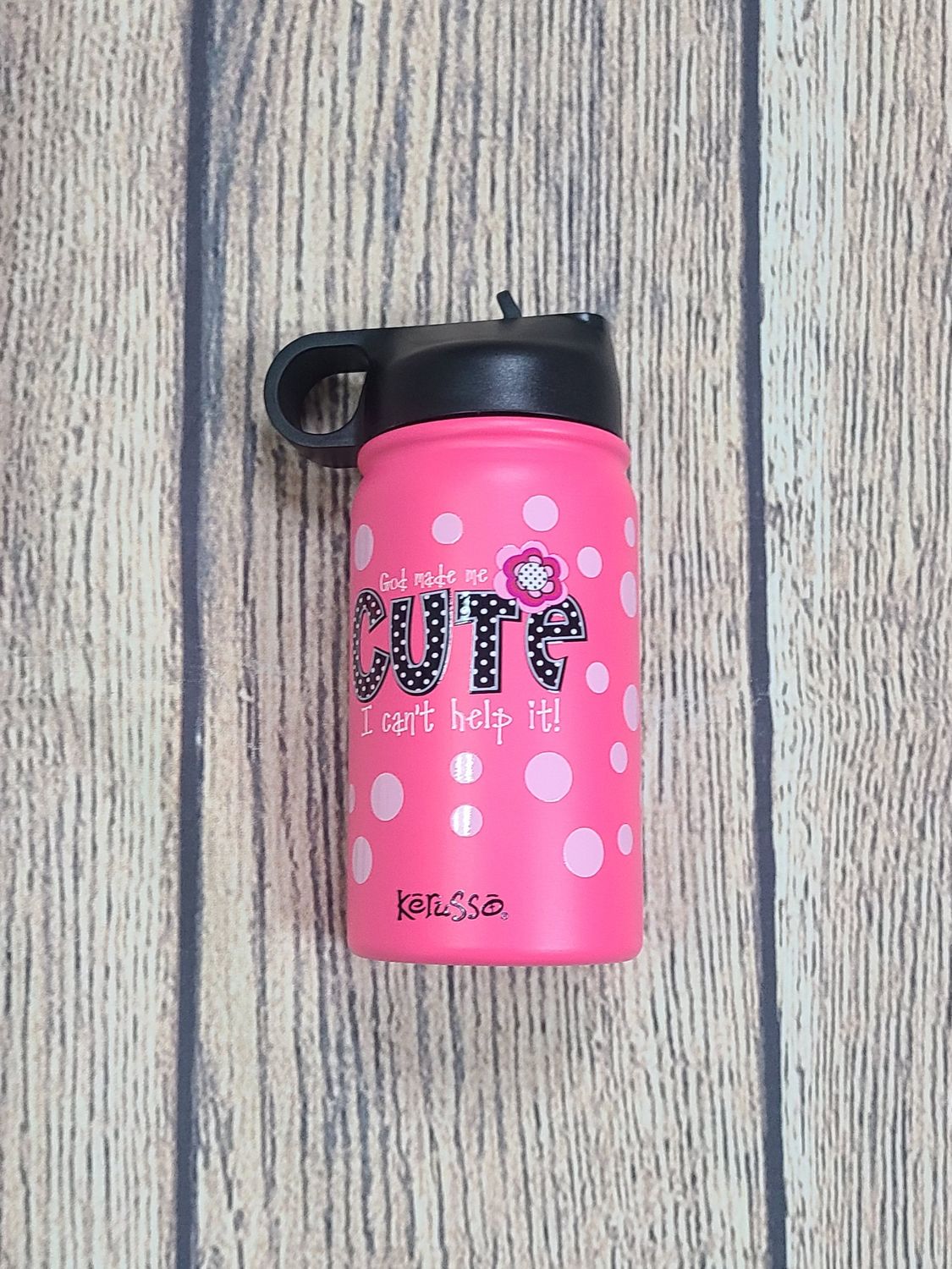 God Made Me Cute Pink Stainless Steel 12 oz Sport Bottle