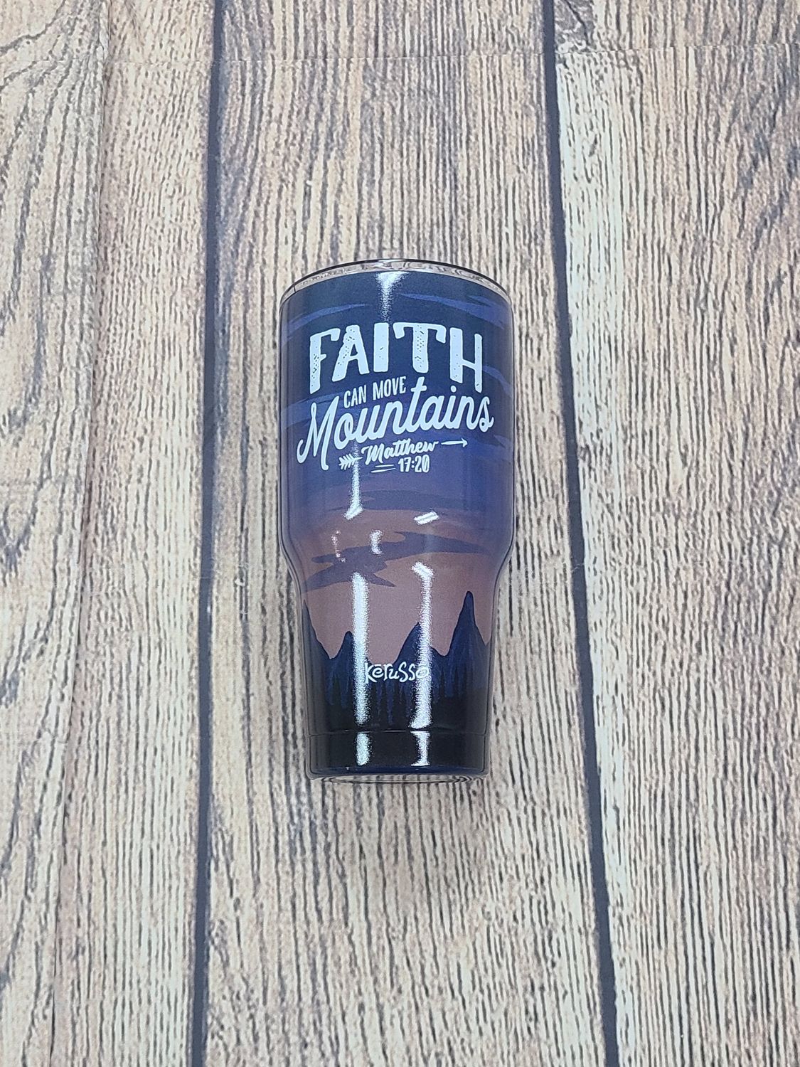 Faith Can Move Mountains Blue 30 oz Stainless Steel Tumbler