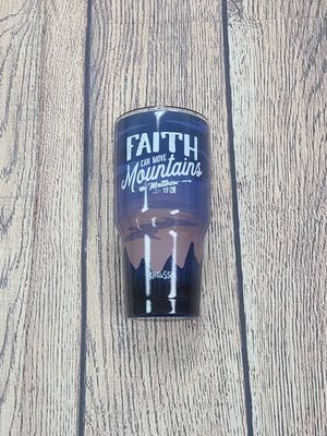 Faith Can Move Mountains Blue 30 oz Stainless Steel Tumbler