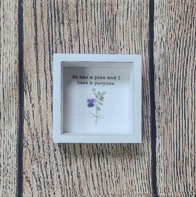 He Has a Plan Whimsical Flowers Shadow Box