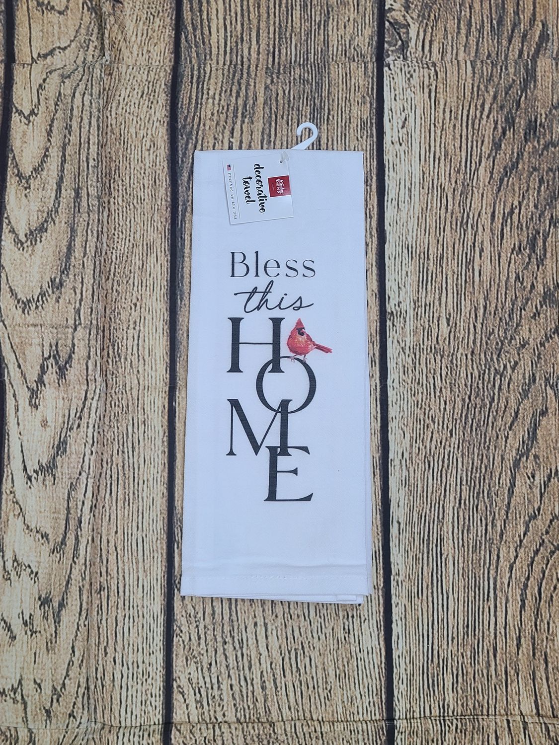 Bless This Home Red Cardinal Tea Towel