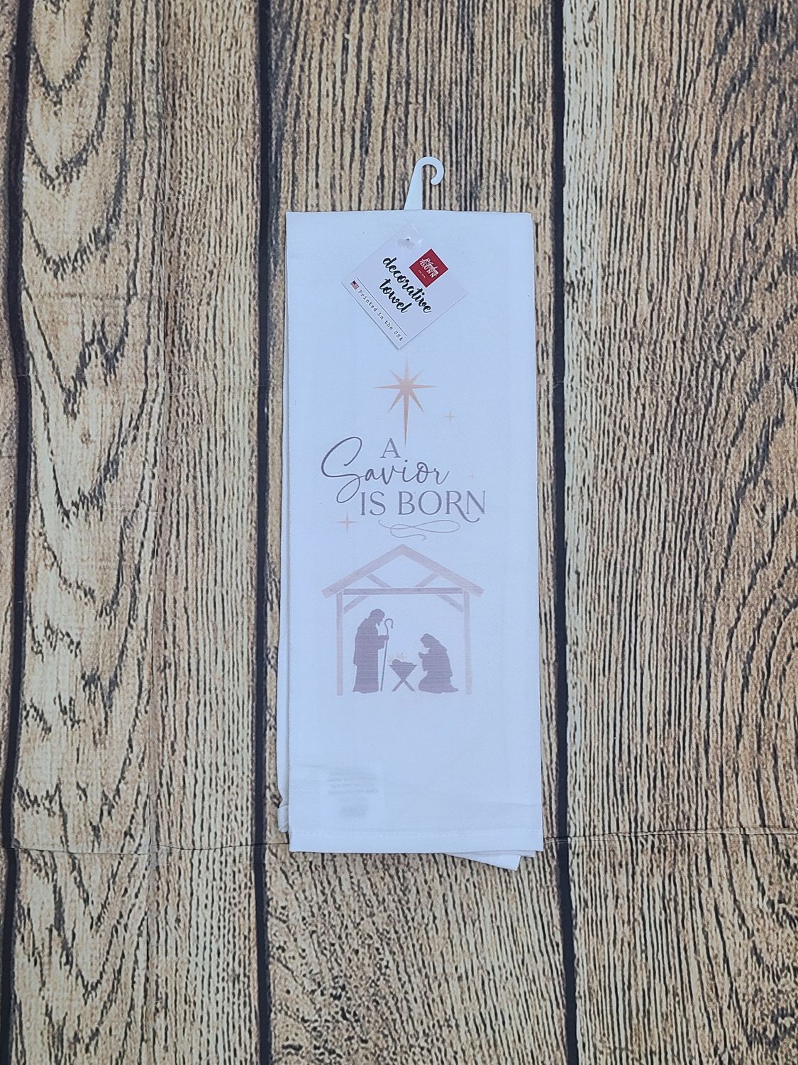 A Savior is Born Christmas Tea Towel
