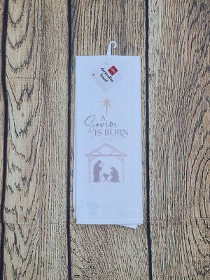 A Savior is Born Christmas Tea Towel