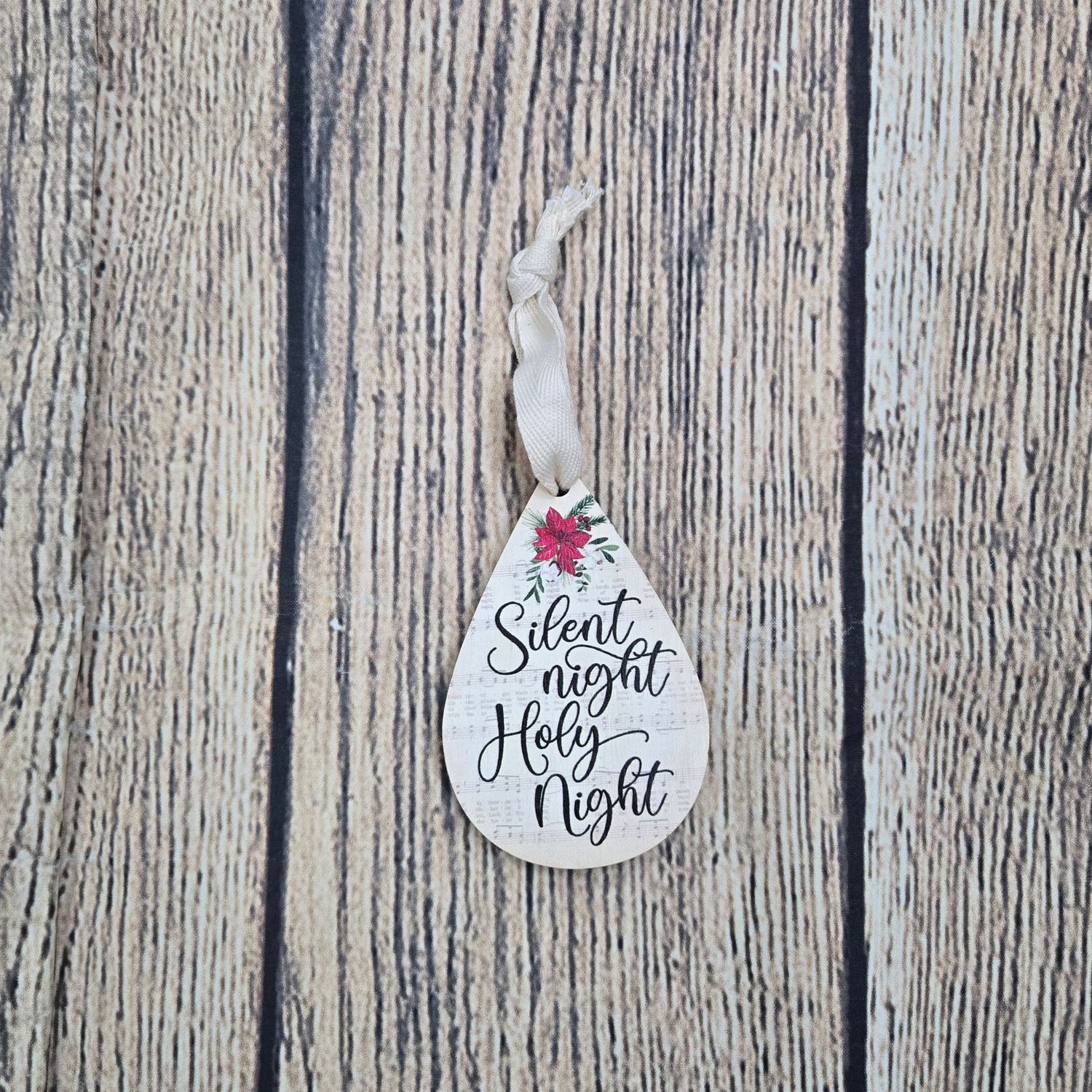 Silent Night Holy Night Wooden Ornament