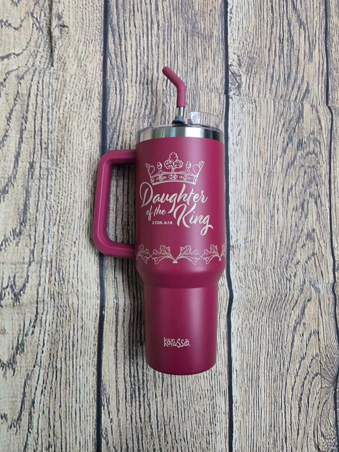 Daughter of the King Red 40 oz Stainless Steel Mug with Straw