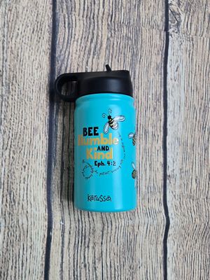 Bee Humble and Kind Teal 12 oz Stainless Steel Sports Bottle