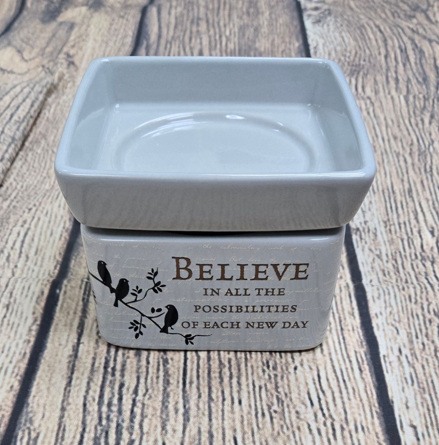 Believe Gray Ceramic Wax Melt Warmer