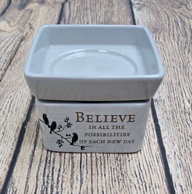 Believe Gray Ceramic Wax Melt Warmer