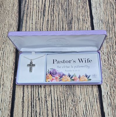 Pastor&#39;s Wife Cross Necklace with Gift Box