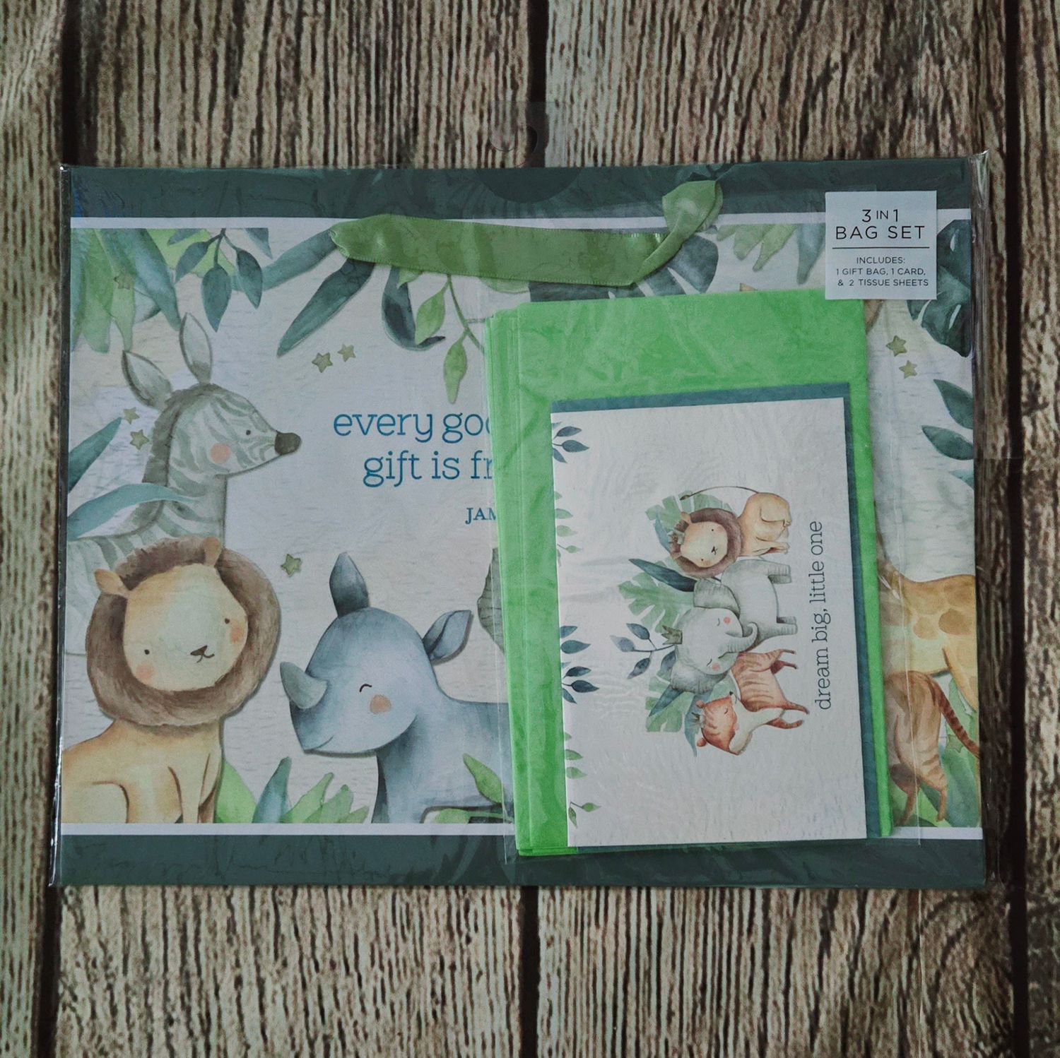 Every Good and Perfect Gift Large Forest Animal Landscape Gift Bag set with Tissue and Card